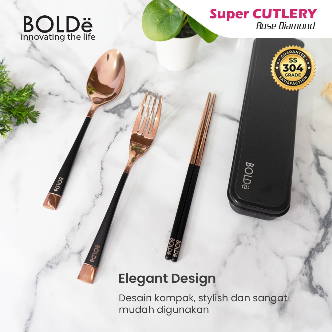 BOLDe Super Cutlery Rose Diamond Set 4pcs